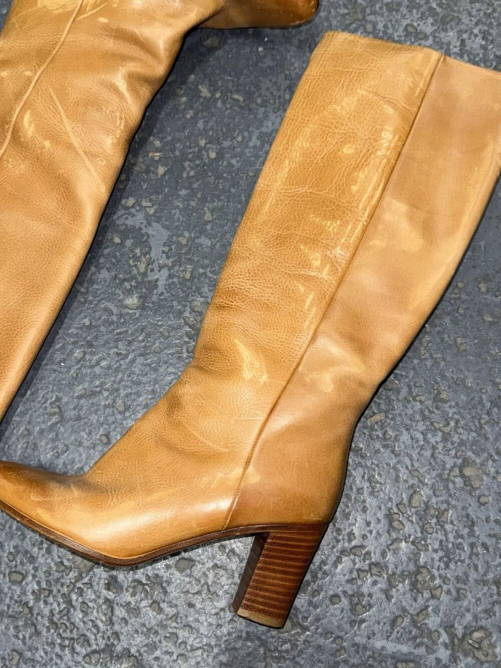MAISON MARGIELA TAN LEATHER BOOTS KNEE HIGH - Picture 4 of 10